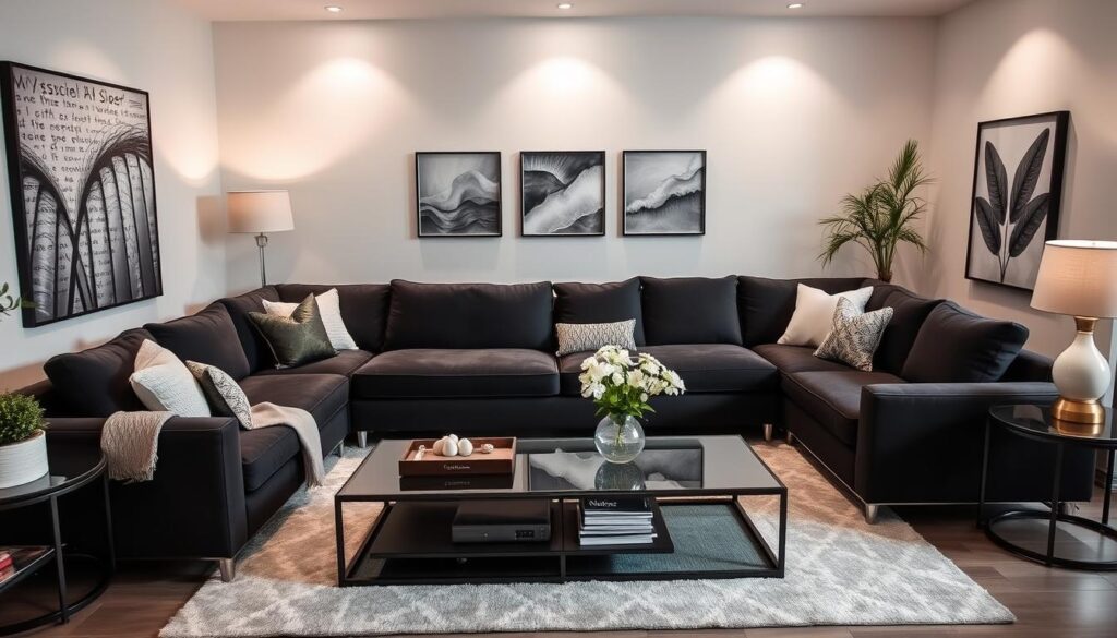 L-shaped black sectional