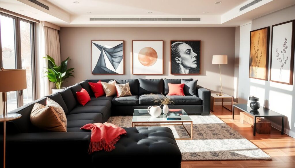 black sectional living room