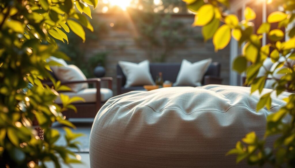 Outdoor pouf in a stylish patio setting