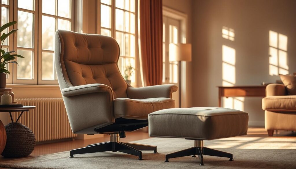 swivel chair and ottoman